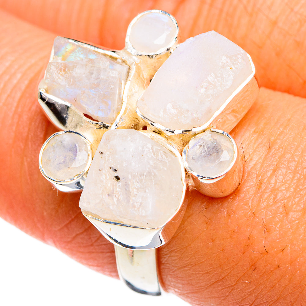 Rainbow Moonstone Rings handcrafted by Anasilvercos - RING80931