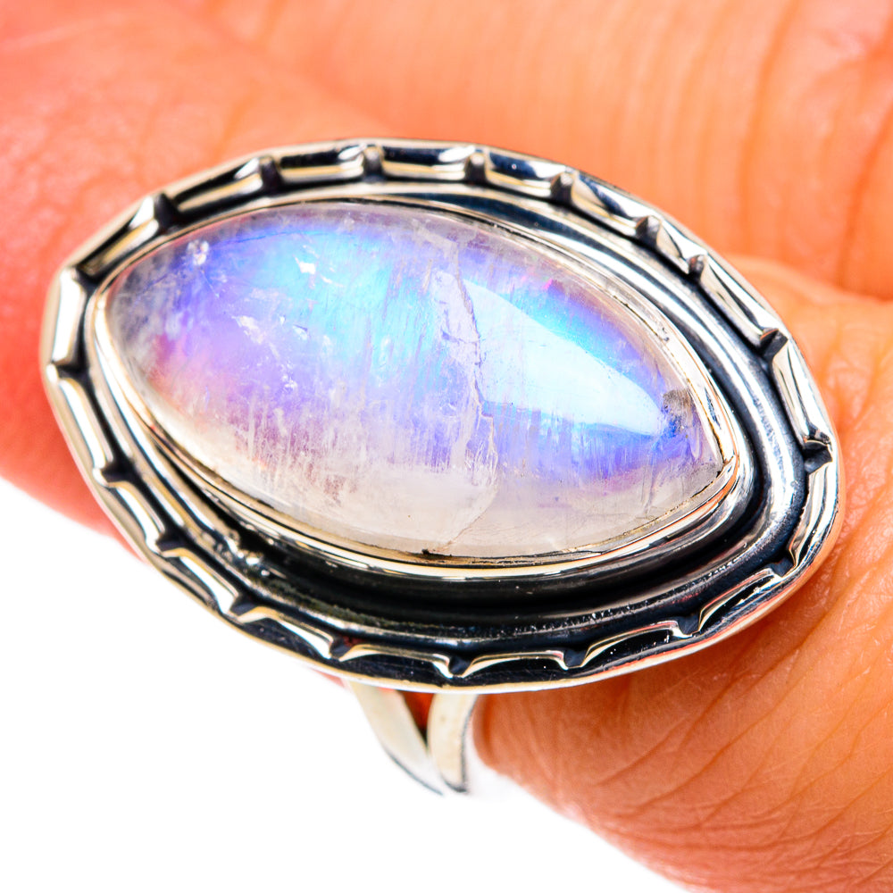 Rainbow Moonstone Rings handcrafted by Anasilvercos - RING80933