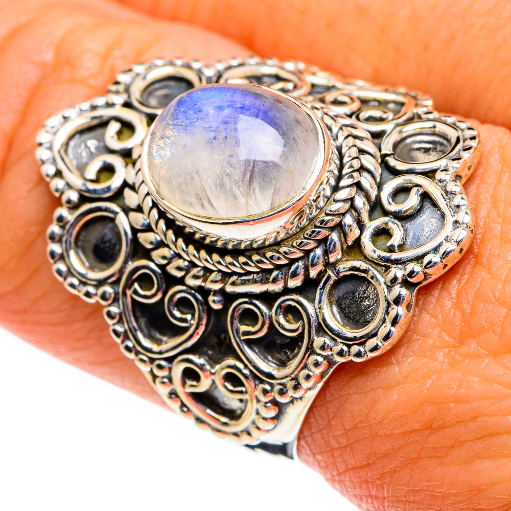 Rainbow Moonstone Rings handcrafted by Anasilvercos - RING80934