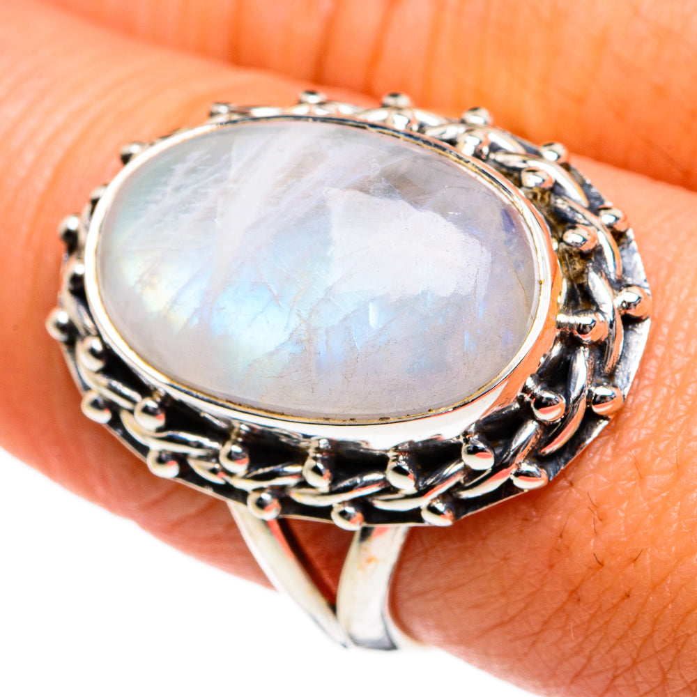 Rainbow Moonstone Rings handcrafted by Anasilvercos - RING80970