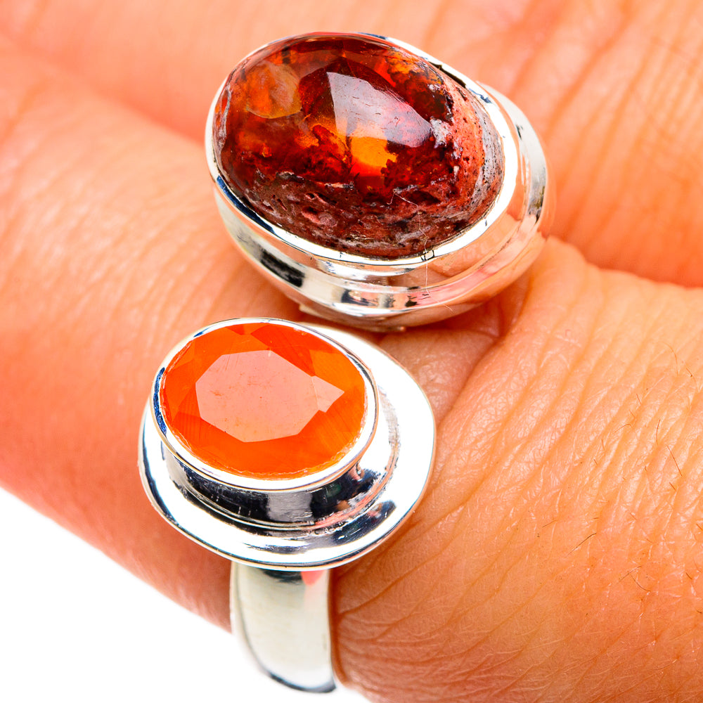 Mexican Fire Opal Rings handcrafted by Anasilvercos - RING80972