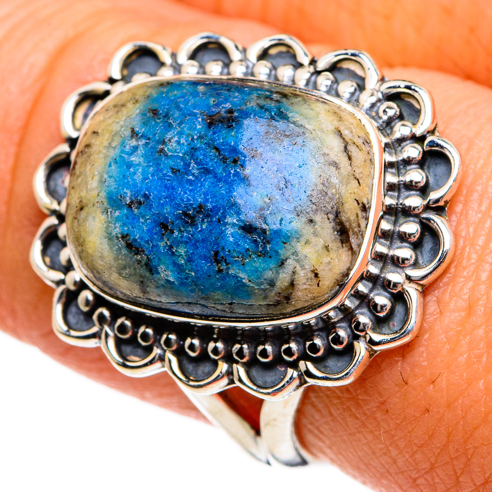 K2 Blue Azurite Rings handcrafted by Anasilvercos - RING80981