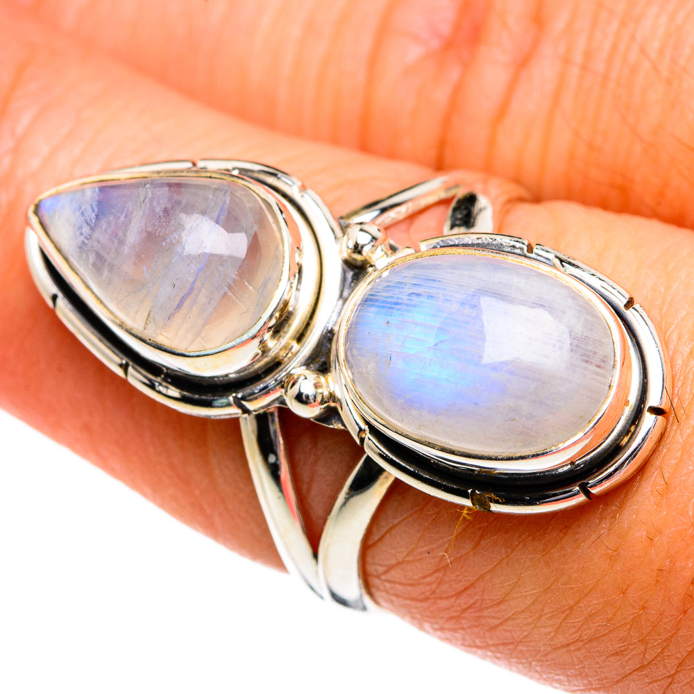 Rainbow Moonstone Rings handcrafted by Anasilvercos - RING81007