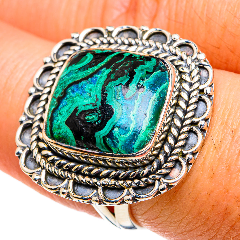 Malachite In Chrysocolla Rings handcrafted by Anasilvercos - RING81027