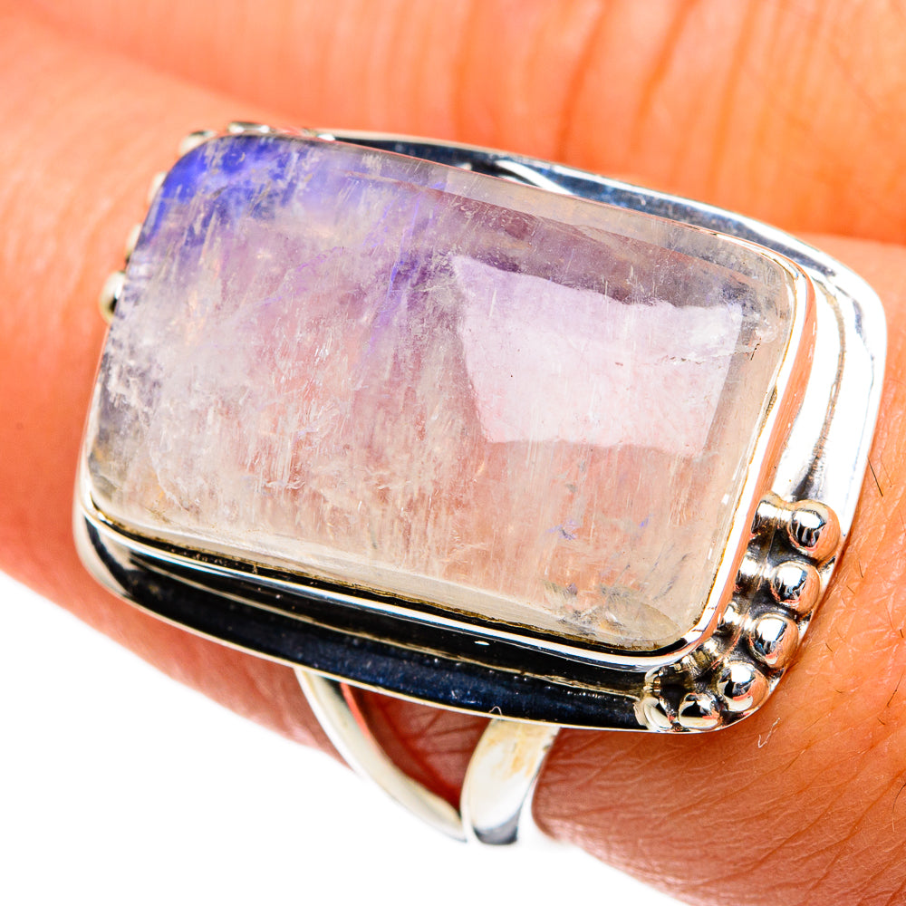 Rainbow Moonstone Rings handcrafted by Anasilvercos - RING81073