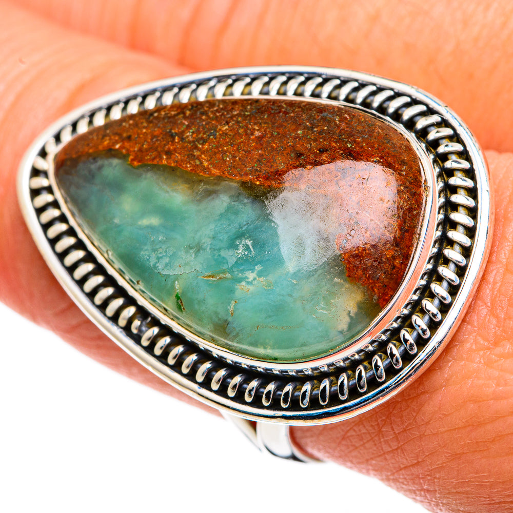 Boulder Chrysoprase Rings handcrafted by Anasilvercos - RING81085