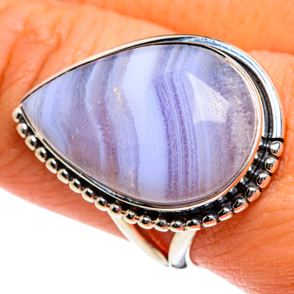 Blue Lace Agate Rings handcrafted by Anasilvercos - RING81103