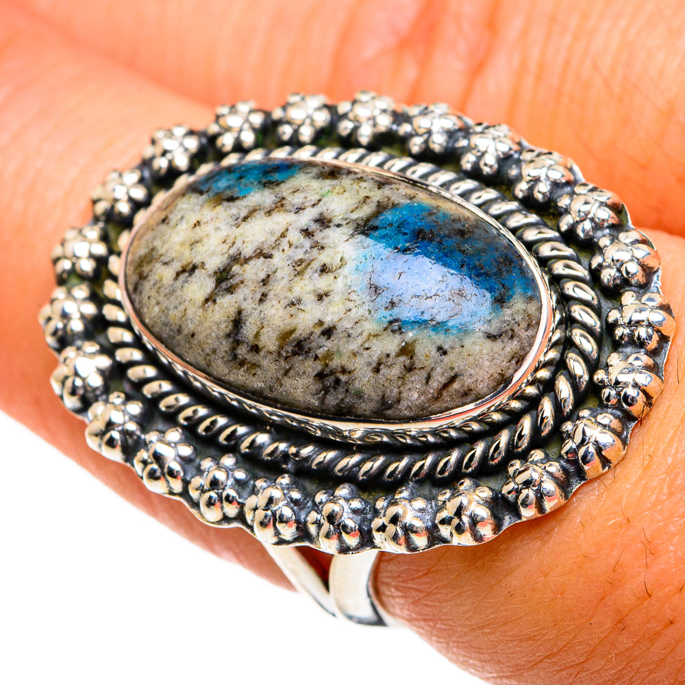K2 Blue Azurite Rings handcrafted by Anasilvercos - RING81114