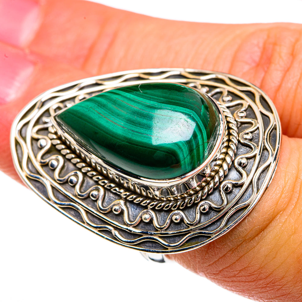 Malachite Rings handcrafted by Anasilvercos - RING81117