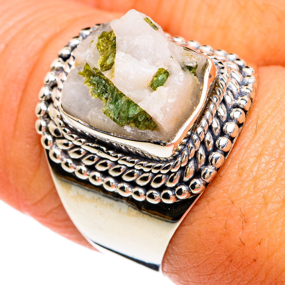 Green Tourmaline In Quartz Rings handcrafted by Anasilvercos - RING81278