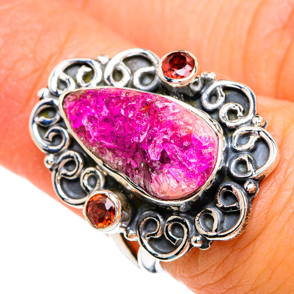 Pink Agate Druzy Rings handcrafted by Anasilvercos - RING81285