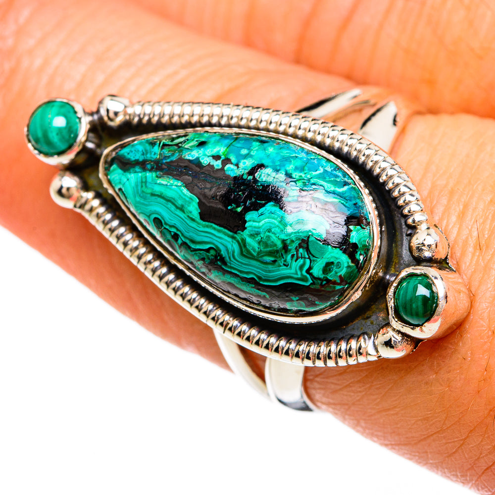 Malachite In Chrysocolla Rings handcrafted by Anasilvercos - RING81345