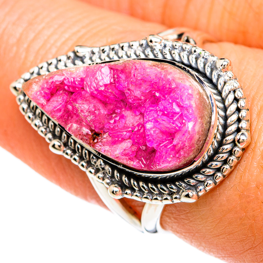 Pink Agate Druzy Rings handcrafted by Anasilvercos - RING81351