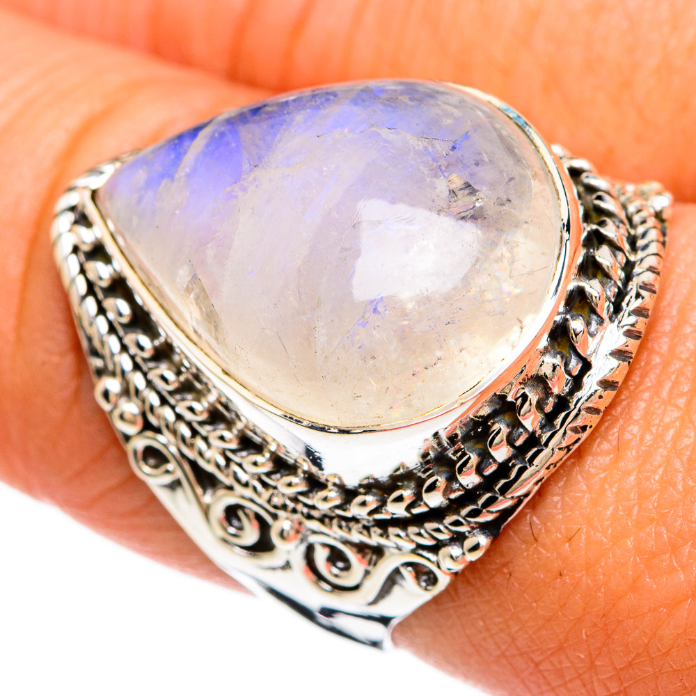 Rainbow Moonstone Rings handcrafted by Anasilvercos - RING81431
