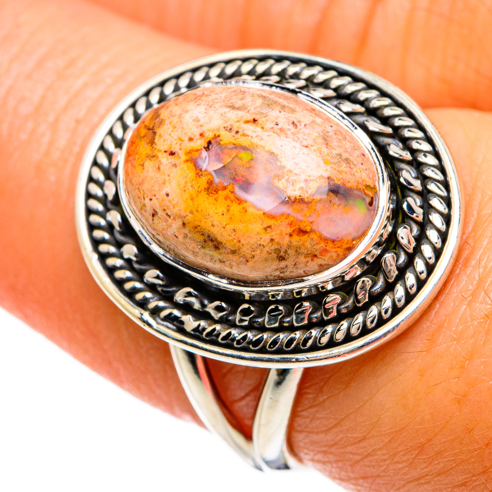 Mexican Fire Opal Rings handcrafted by Anasilvercos - RING81499