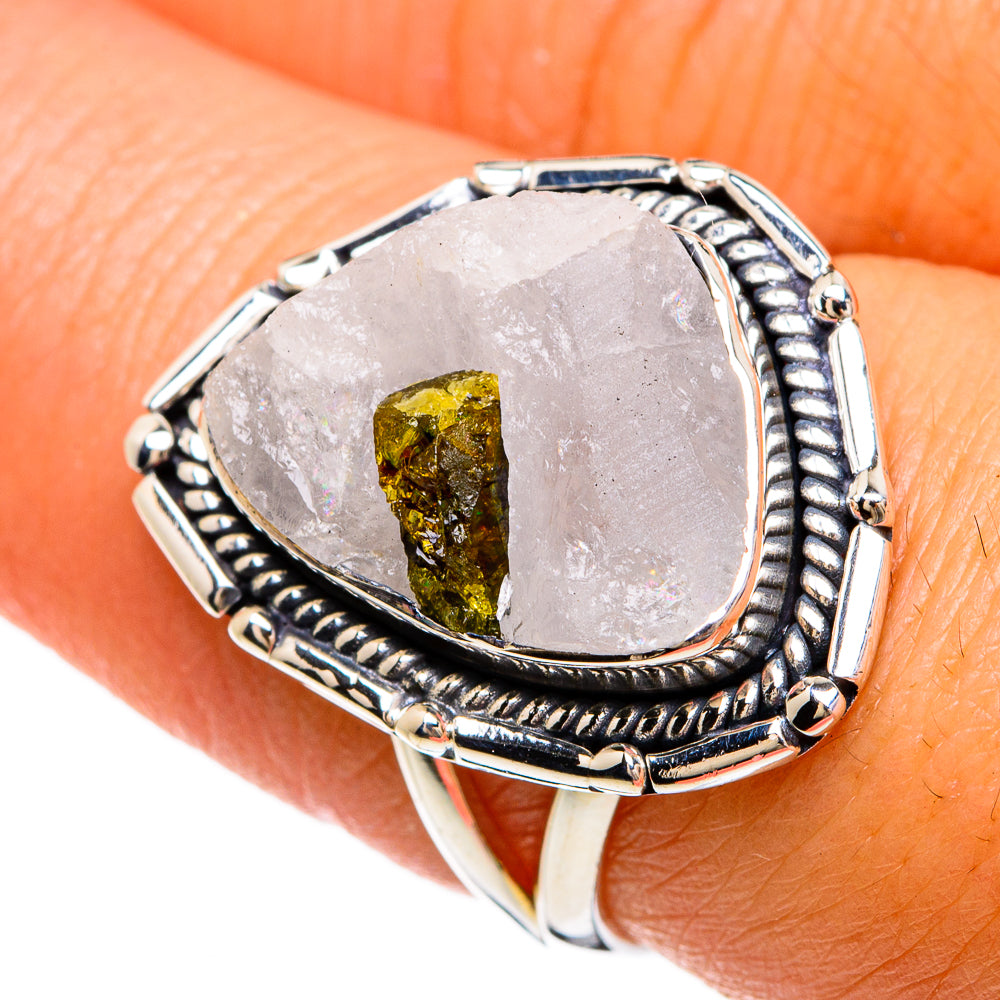 Green Tourmaline In Quartz Rings handcrafted by Anasilvercos - RING81530