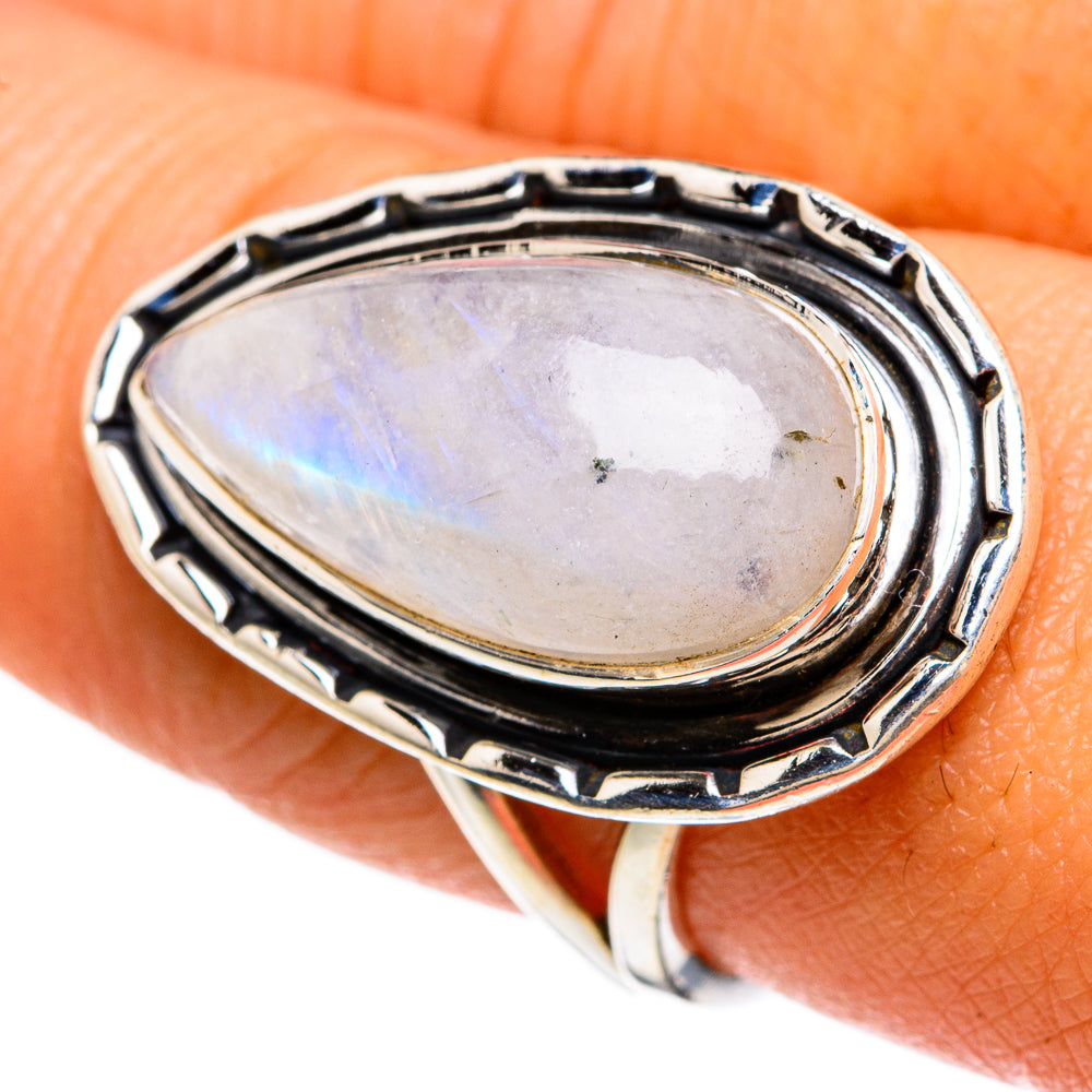 Rainbow Moonstone Rings handcrafted by Anasilvercos - RING81567