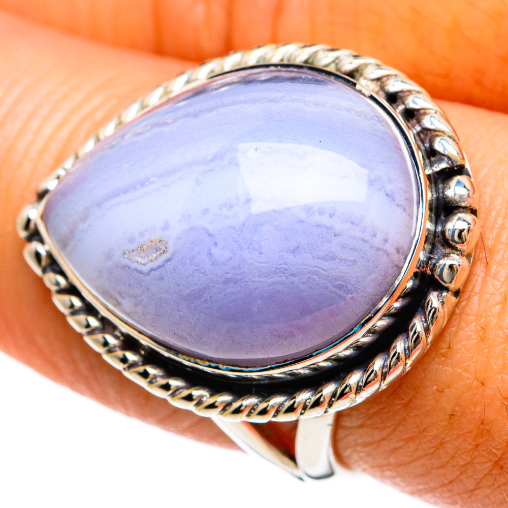 Blue Lace Agate Rings handcrafted by Anasilvercos - RING81568