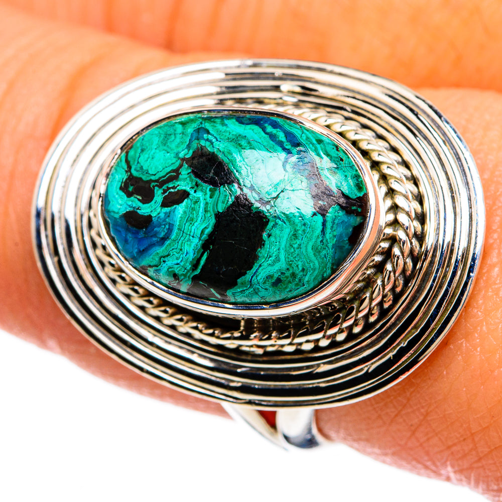 Malachite In Chrysocolla Rings handcrafted by Anasilvercos - RING81583