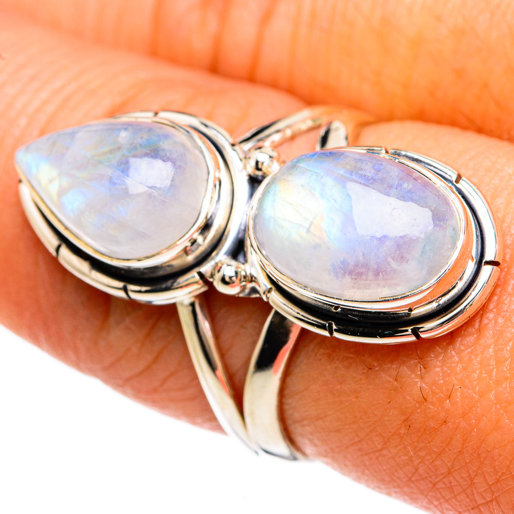 Rainbow Moonstone Rings handcrafted by Anasilvercos - RING81629