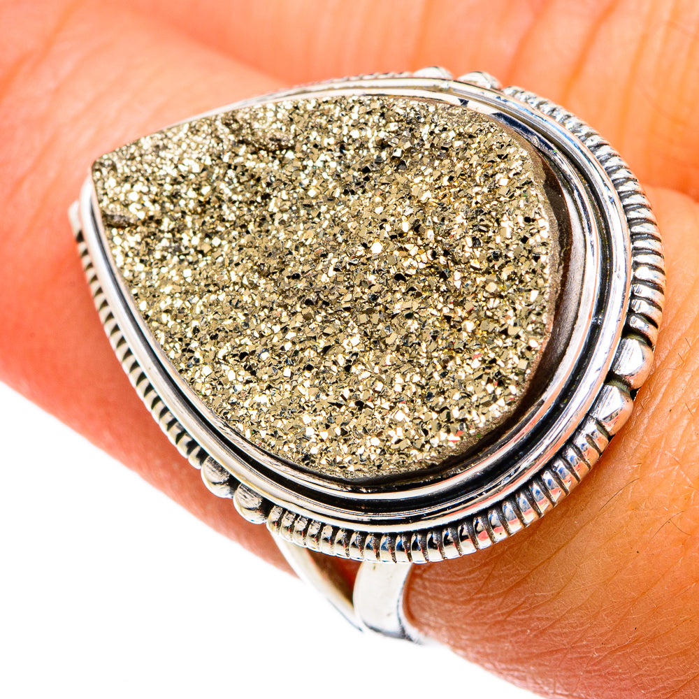 Spectro Pyrite Druzy Rings handcrafted by Anasilvercos - RING81657
