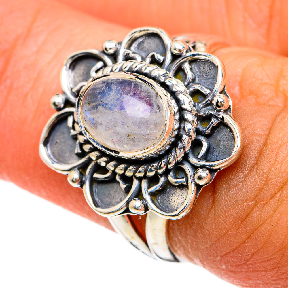 Rainbow Moonstone Rings handcrafted by Anasilvercos - RING81658