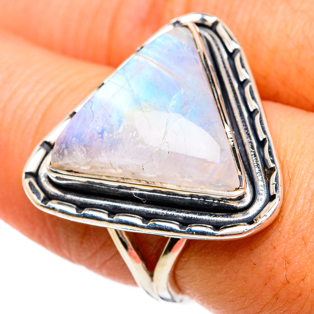 Rainbow Moonstone Rings handcrafted by Anasilvercos - RING81690