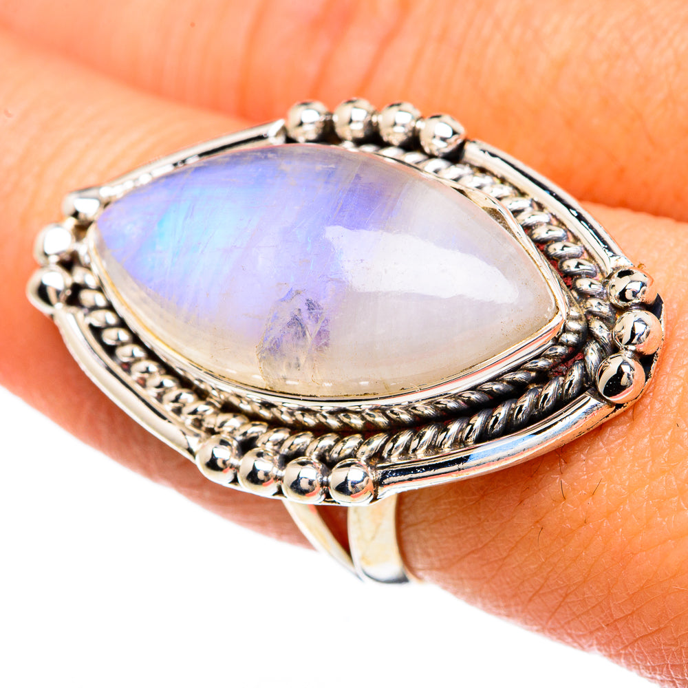 Rainbow Moonstone Rings handcrafted by Anasilvercos - RING81727