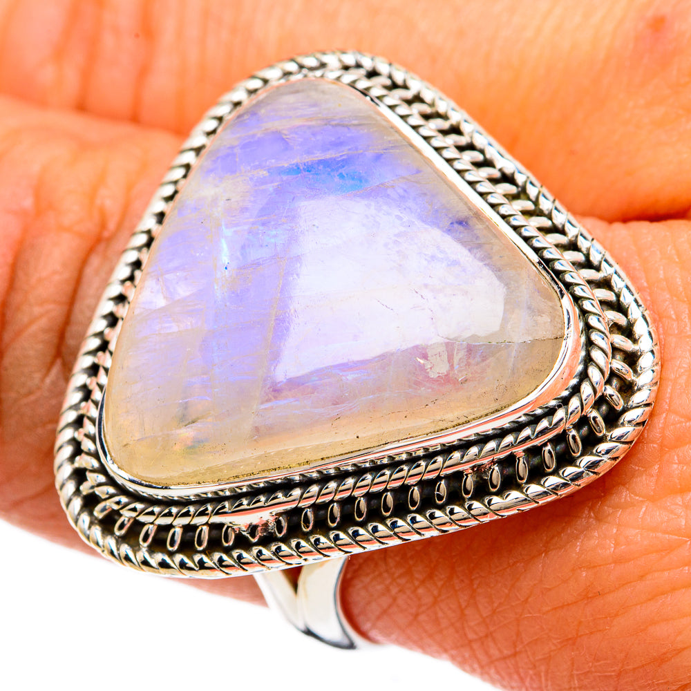 Rainbow Moonstone Rings handcrafted by Anasilvercos - RING81730