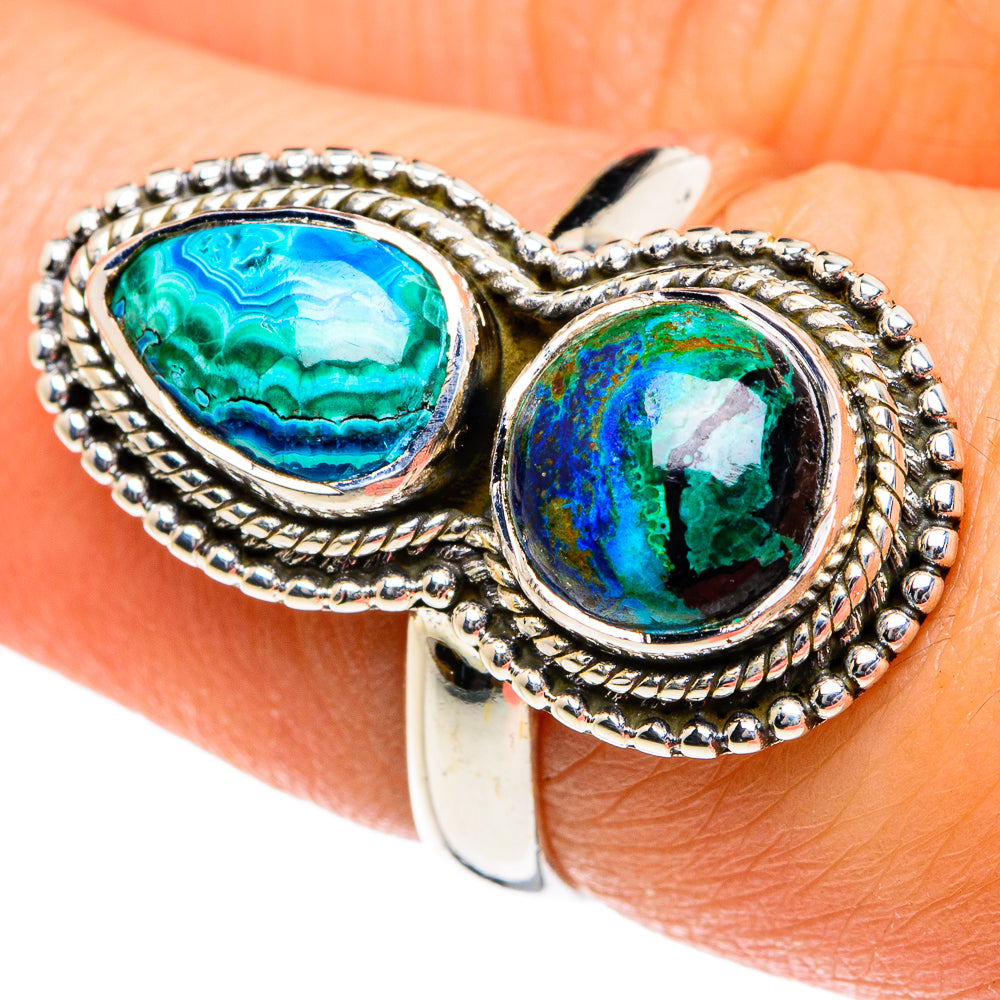 Malachite In Chrysocolla Rings handcrafted by Anasilvercos - RING81800