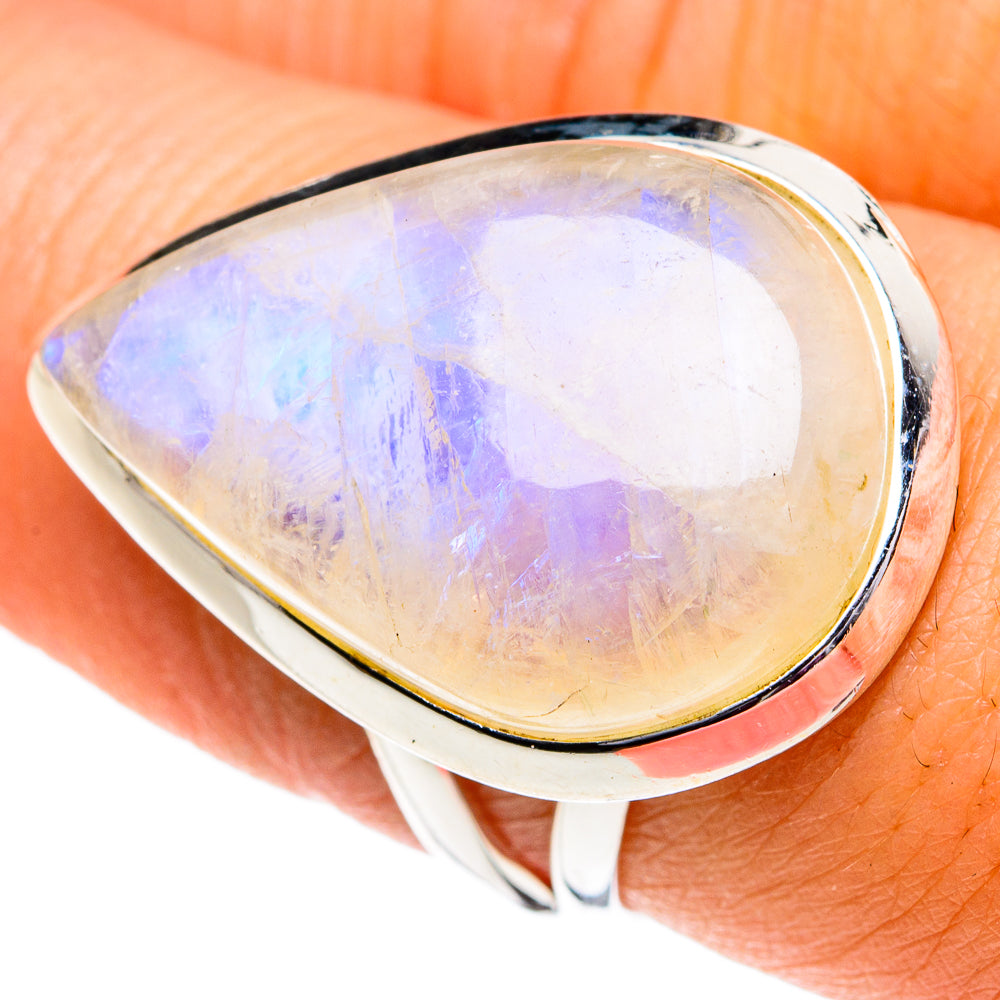 Rainbow Moonstone Rings handcrafted by Anasilvercos - RING81873