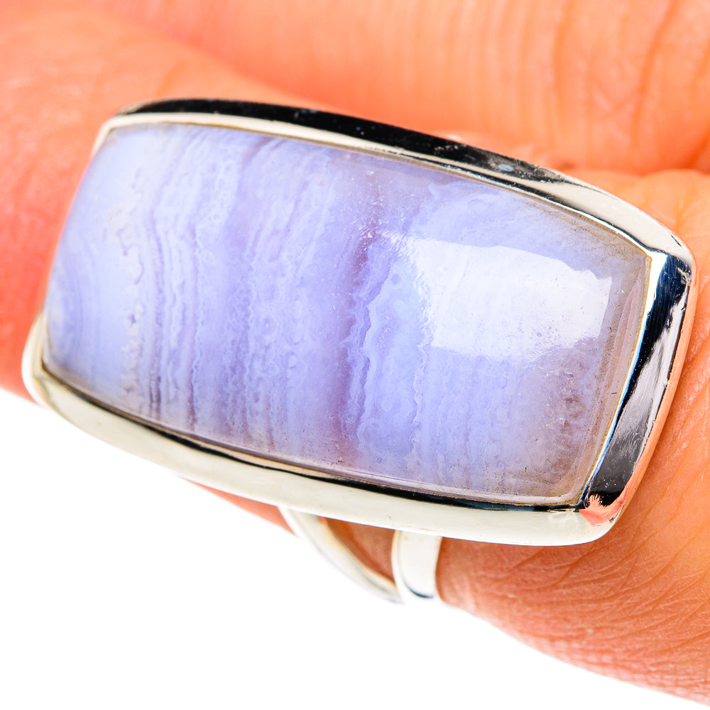 Blue Lace Agate Rings handcrafted by Anasilvercos - RING81974