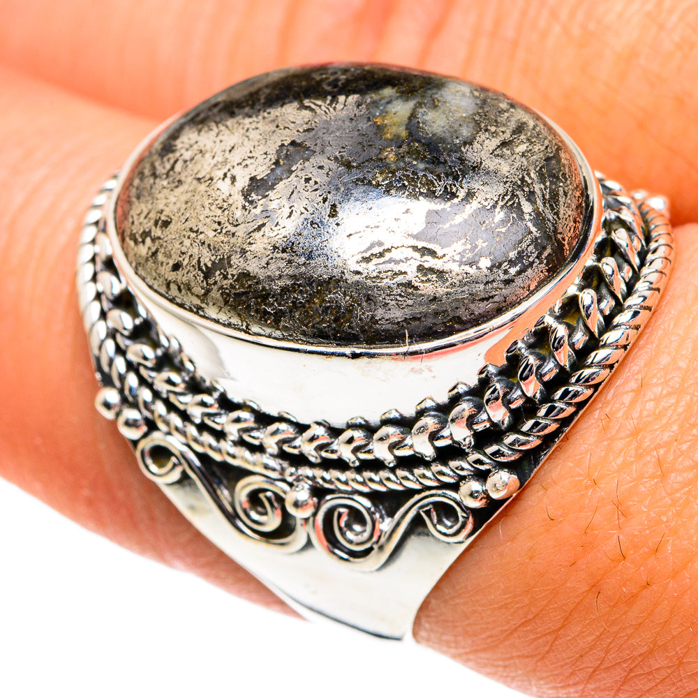 Pyrite Agate Rings handcrafted by Anasilvercos - RING82048