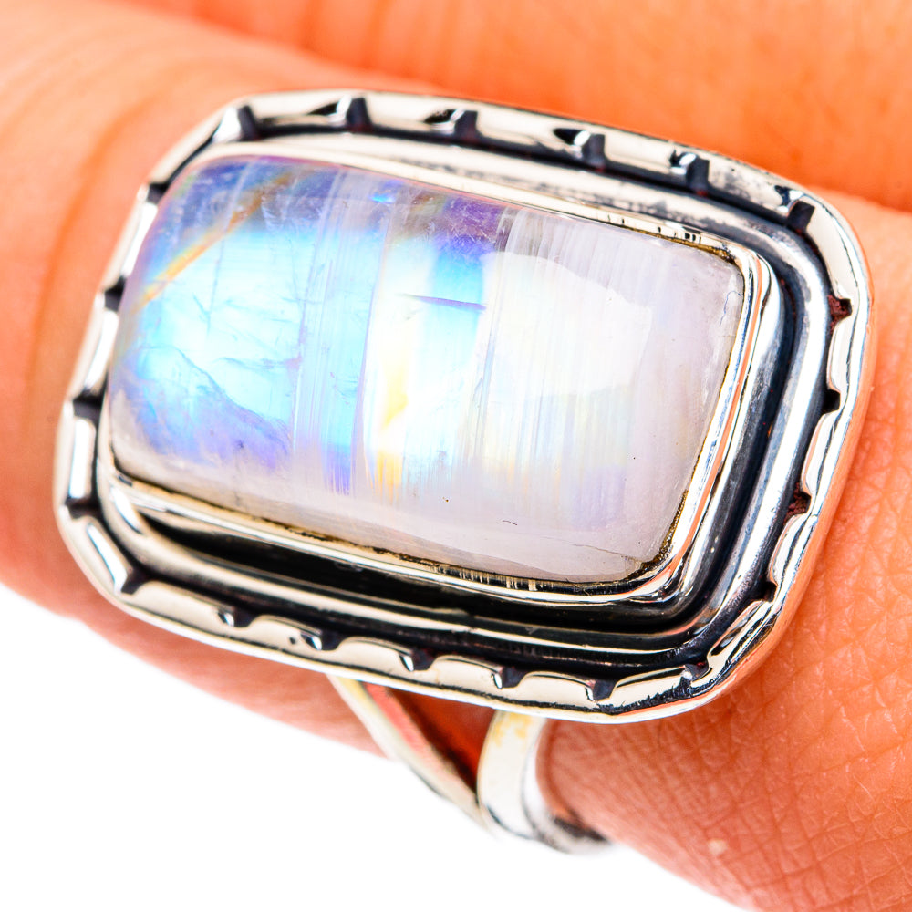Rainbow Moonstone Rings handcrafted by Anasilvercos - RING82136
