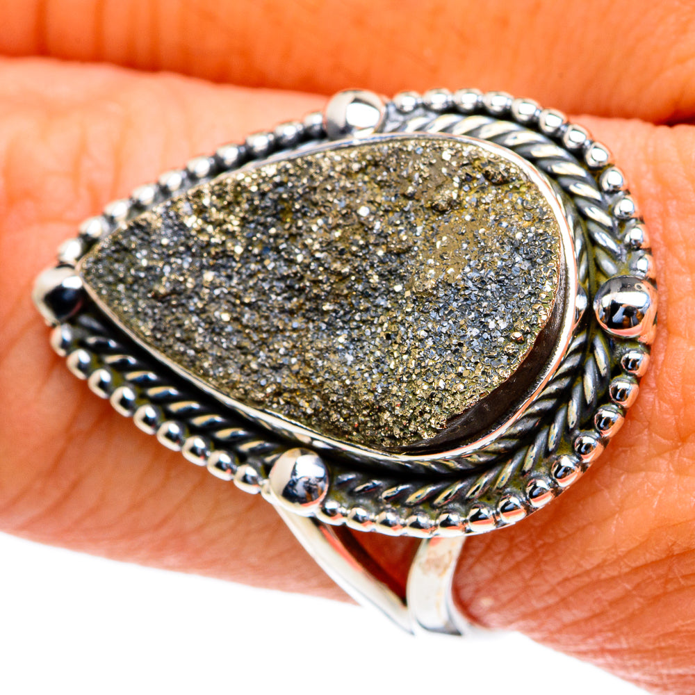 Spectro Pyrite Druzy Rings handcrafted by Anasilvercos - RING82167