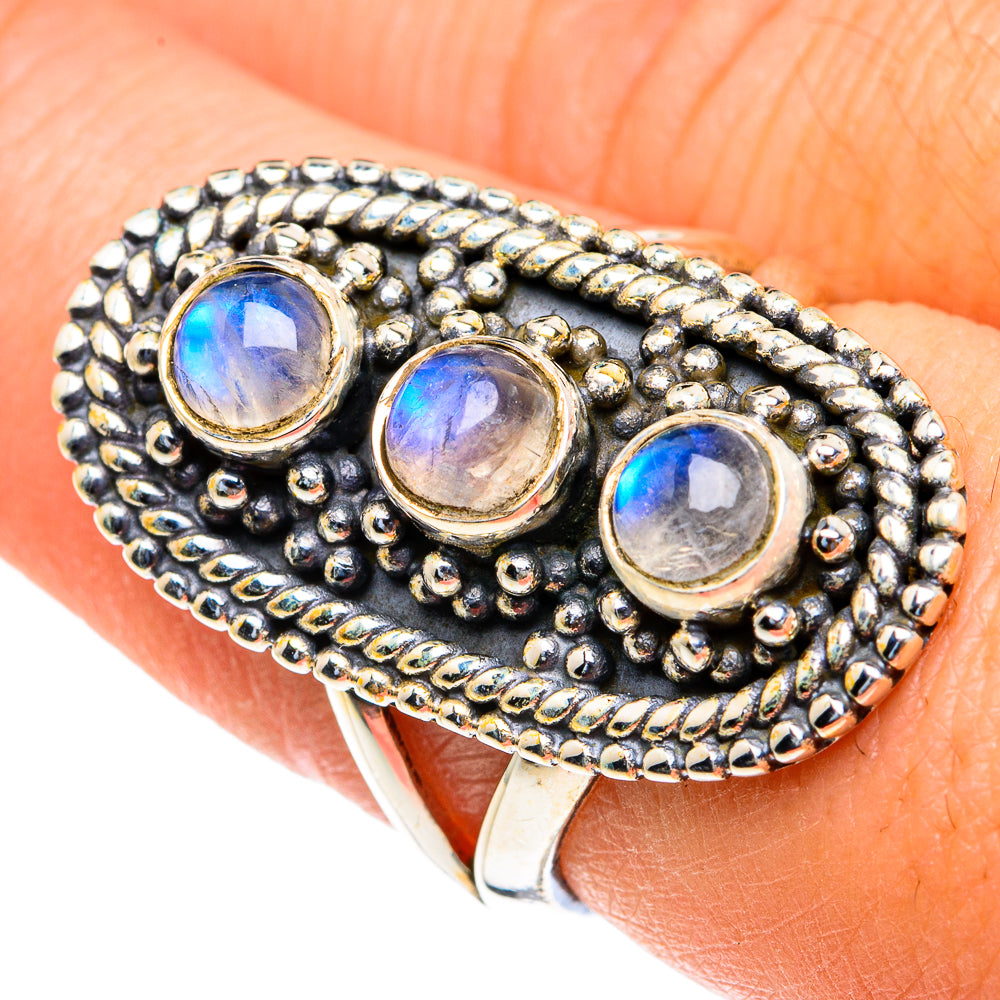 Rainbow Moonstone Rings handcrafted by Anasilvercos - RING82170