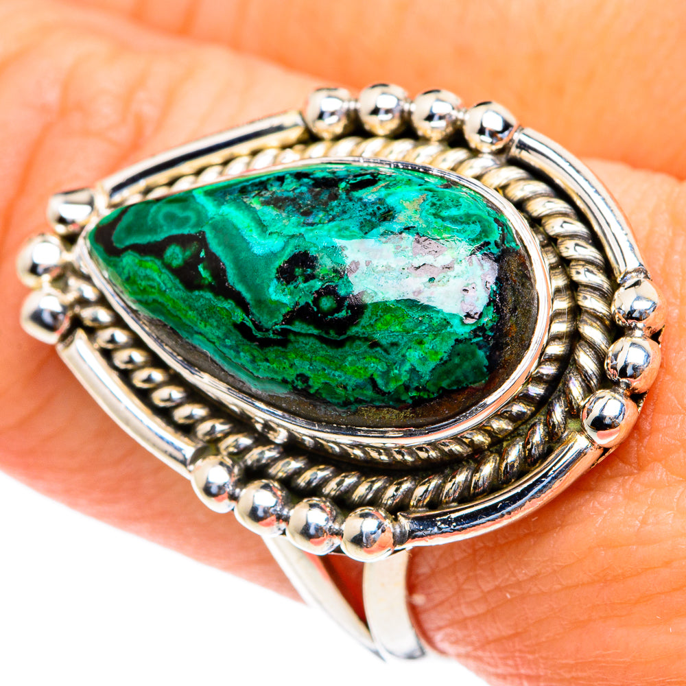 Malachite In Chrysocolla Rings handcrafted by Anasilvercos - RING82202