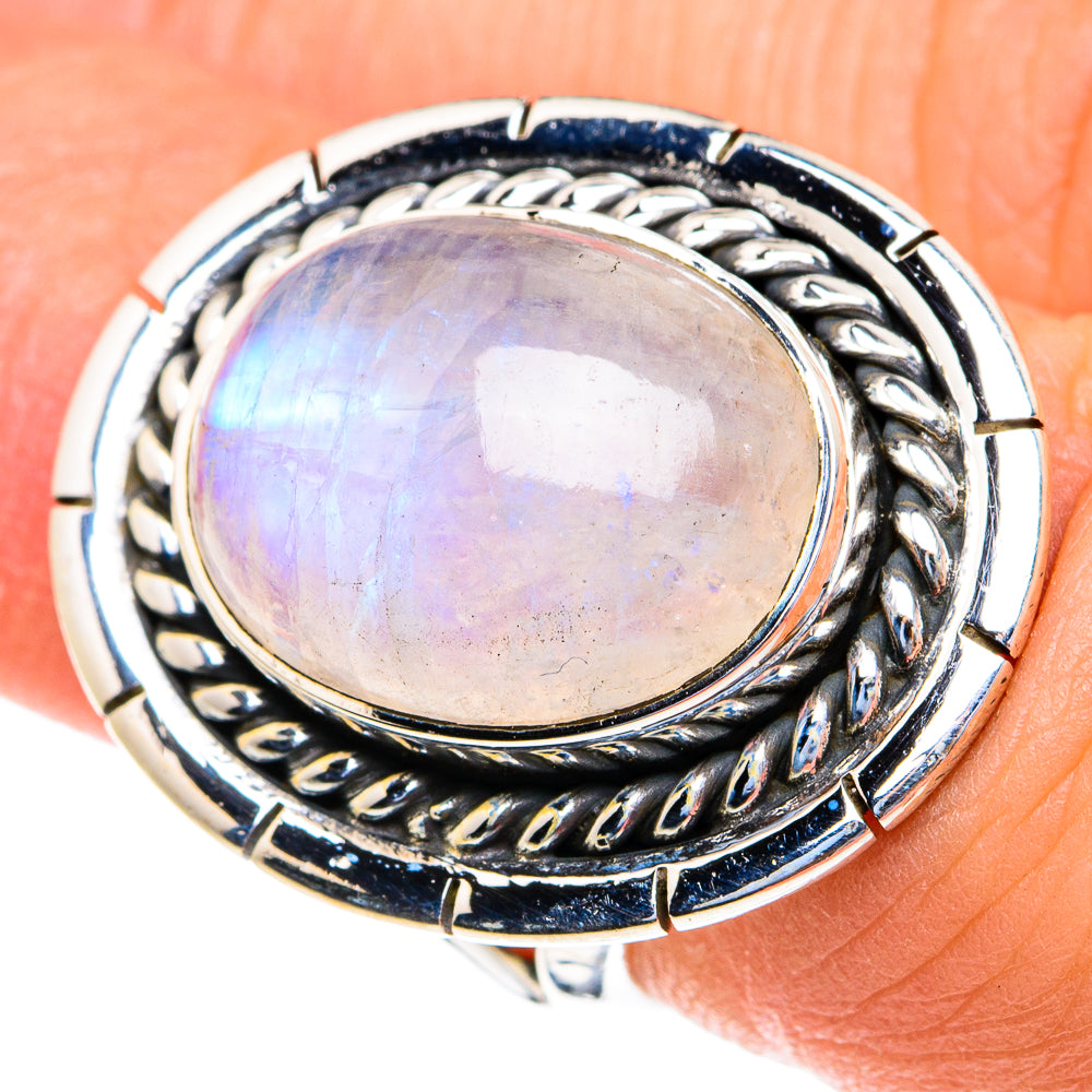 Rainbow Moonstone Rings handcrafted by Anasilvercos - RING82222