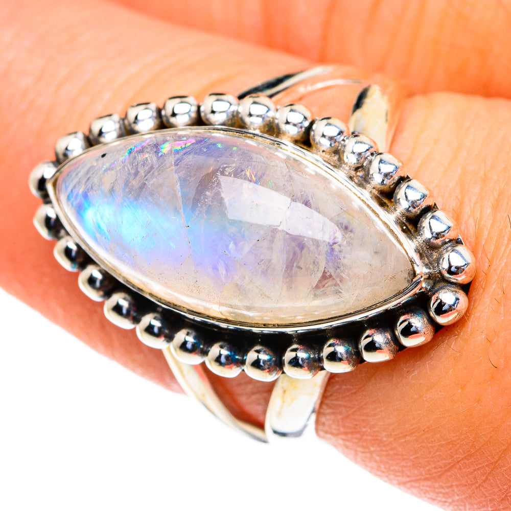 Rainbow Moonstone Rings handcrafted by Anasilvercos - RING82258