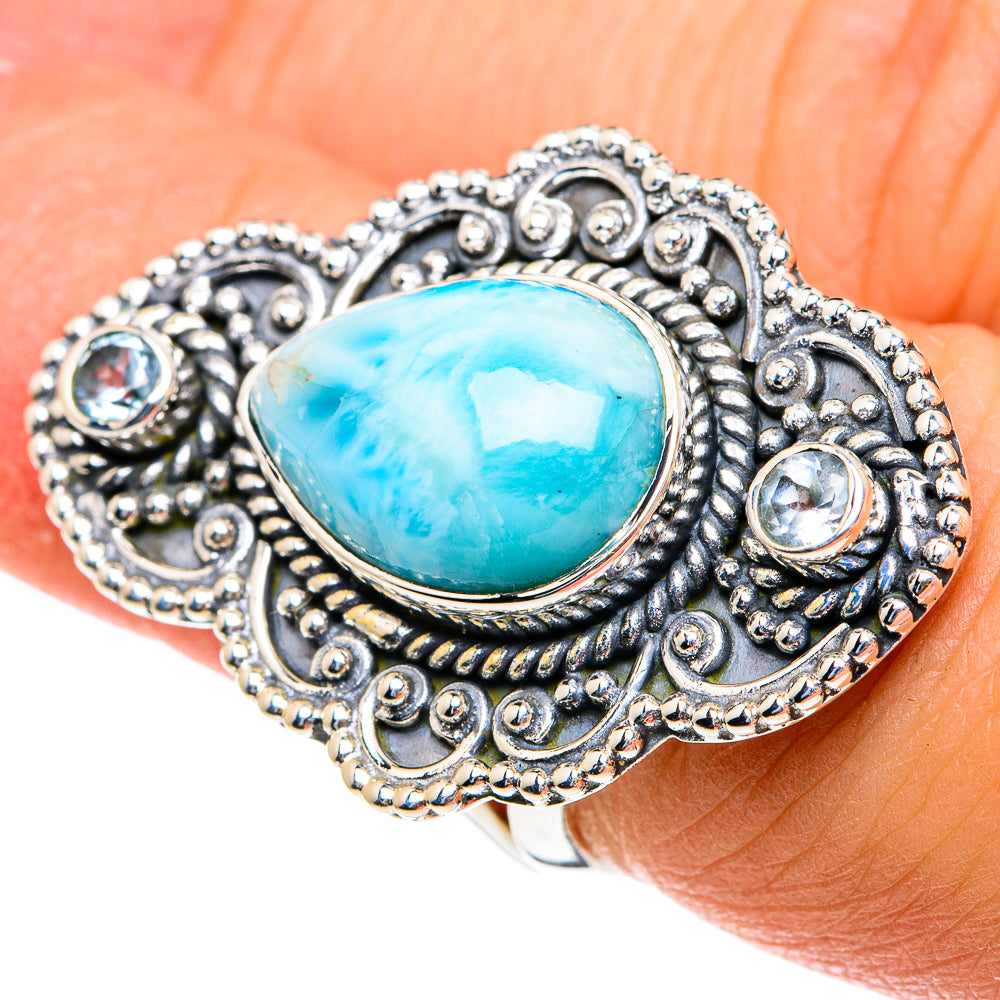Larimar Rings handcrafted by Anasilvercos - RING82276
