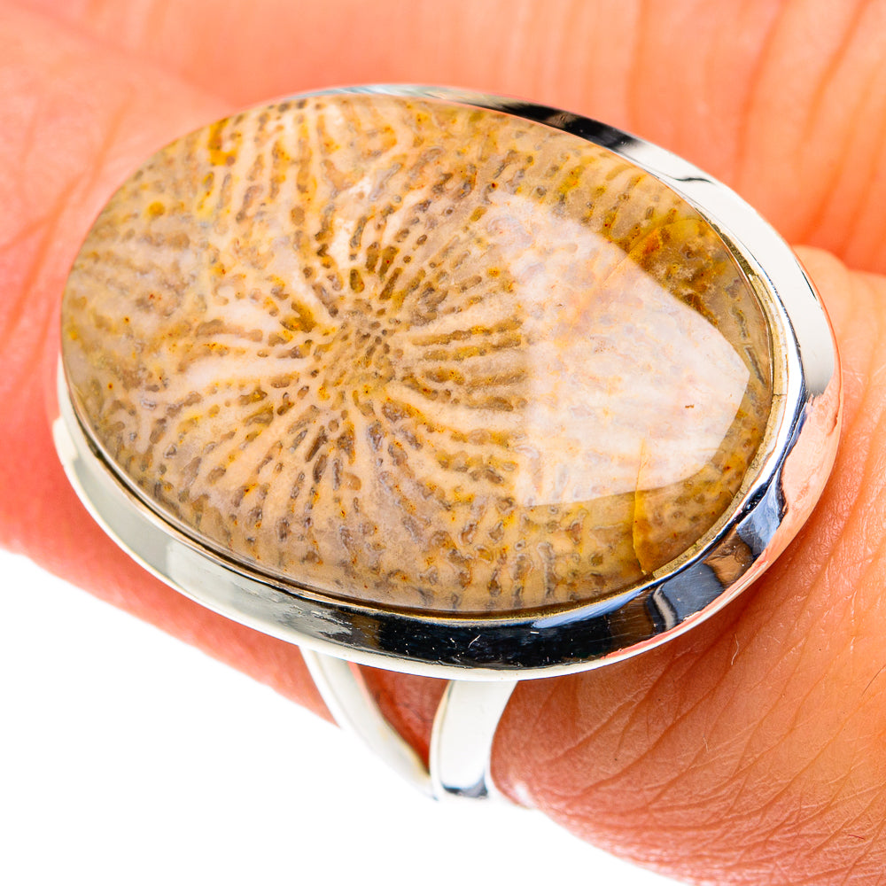 Fossil Coral Rings handcrafted by Anasilvercos - RING82292