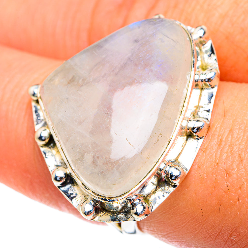 Rainbow Moonstone Rings handcrafted by Anasilvercos - RING82307