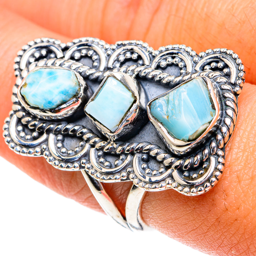 Larimar Rings handcrafted by Anasilvercos - RING82315