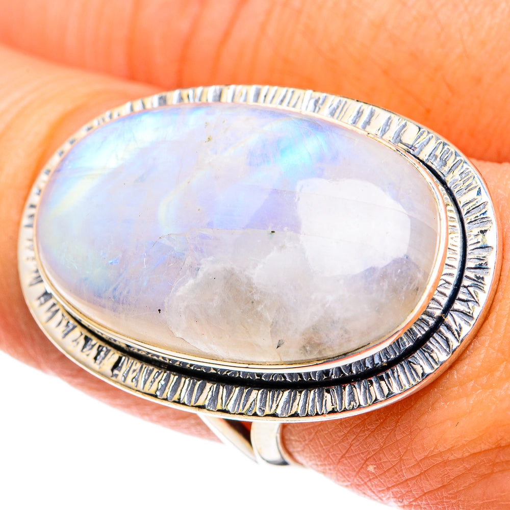 Rainbow Moonstone Rings handcrafted by Anasilvercos - RING82350