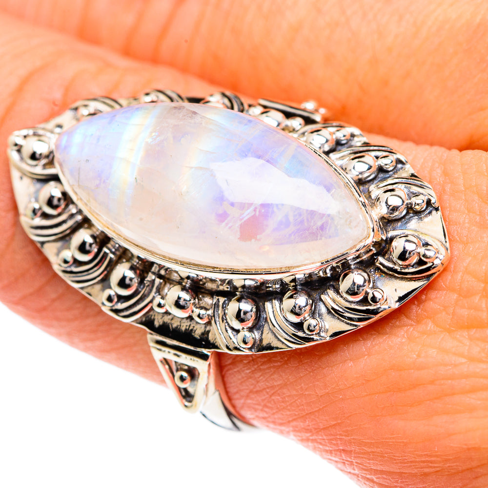 Rainbow Moonstone Rings handcrafted by Anasilvercos - RING82437
