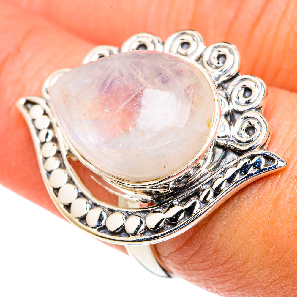 Rainbow Moonstone Rings handcrafted by Anasilvercos - RING82448