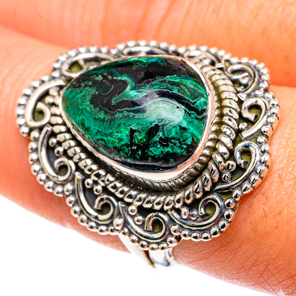Malachite In Chrysocolla Rings handcrafted by Anasilvercos - RING82470