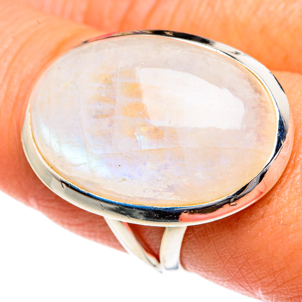 Rainbow Moonstone Rings handcrafted by Anasilvercos - RING82490