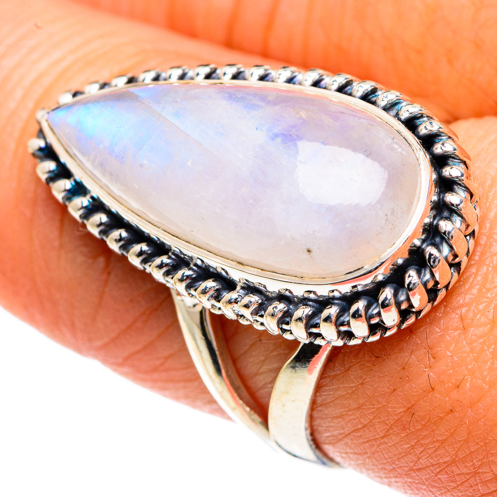 Rainbow Moonstone Rings handcrafted by Anasilvercos - RING82493