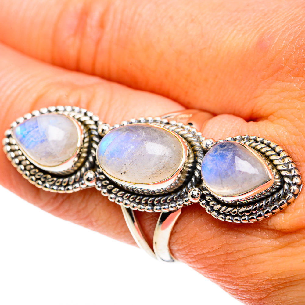 Rainbow Moonstone Rings handcrafted by Anasilvercos - RING82530